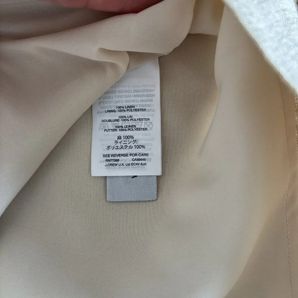 J. Crew Womens Linen Shift Dress‎ Size 8 Ivory/Gold Tone Career Office Preppy